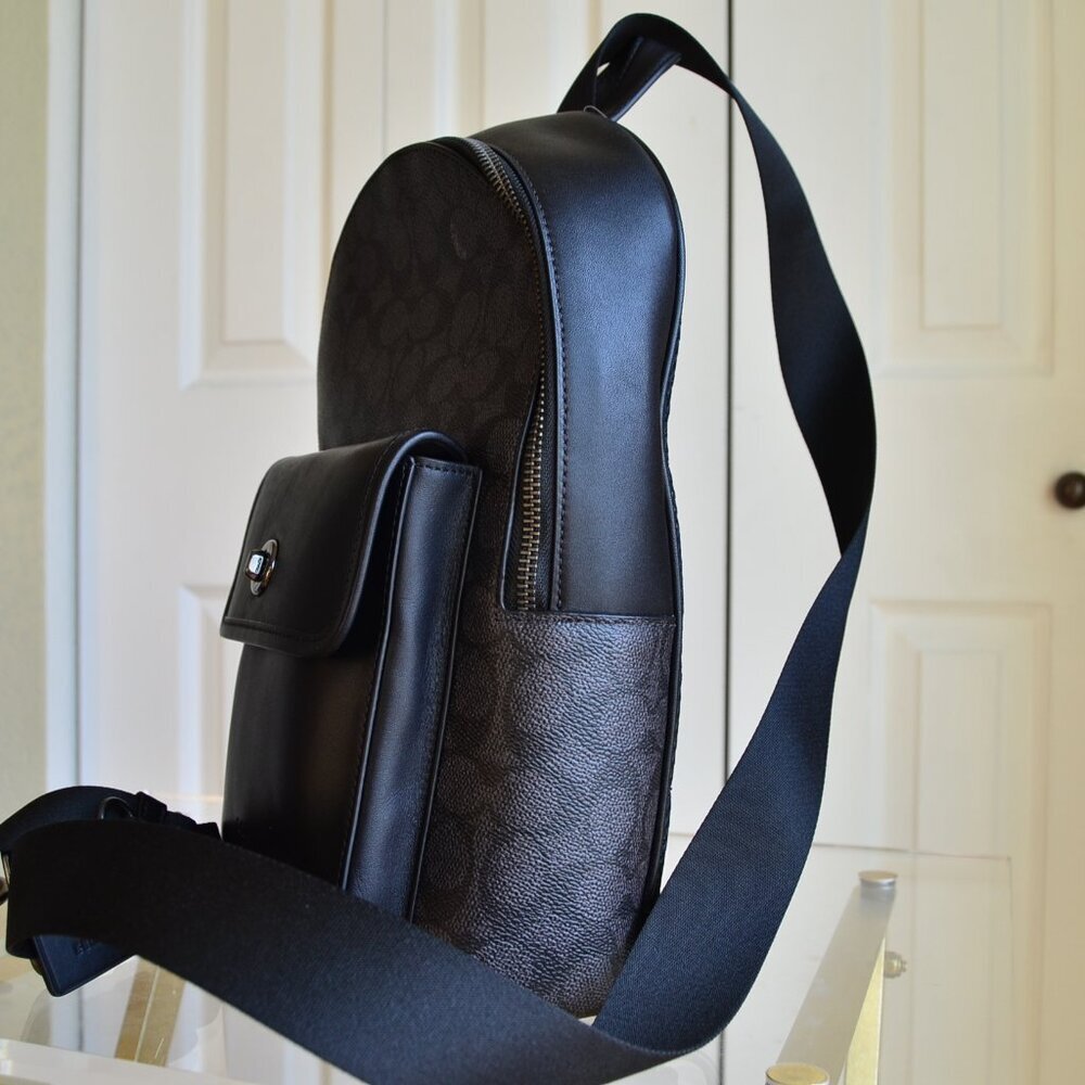 Coach  CAJ92 Turnlock Sling Pack In Signature Canvas - Picture 8 of 16